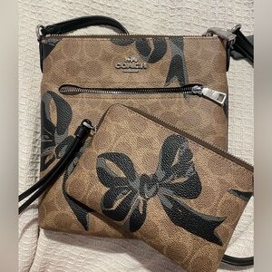 Mini Rowan File Bag and wristlet with Bow Print